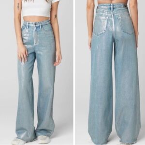 NWOT Blank NYC Shimmering Light Blue wide-leg Jeans Franklin Denim